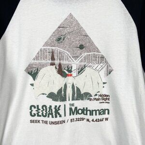 Cloak Brand Mothman raglan baseball t-shirt cryptids graphic tee markiplier XL